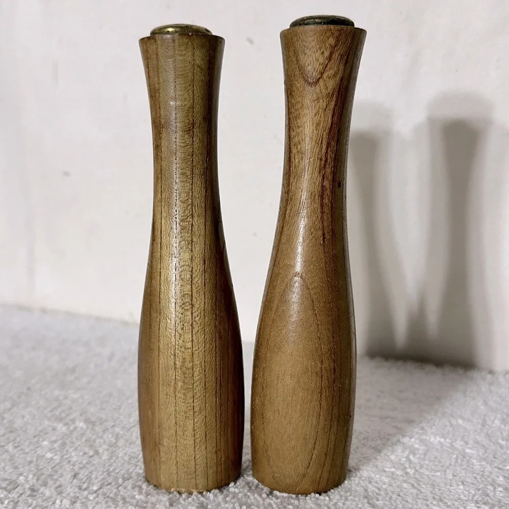 Vintage MCM Wood Salt  & Pepper Shakers